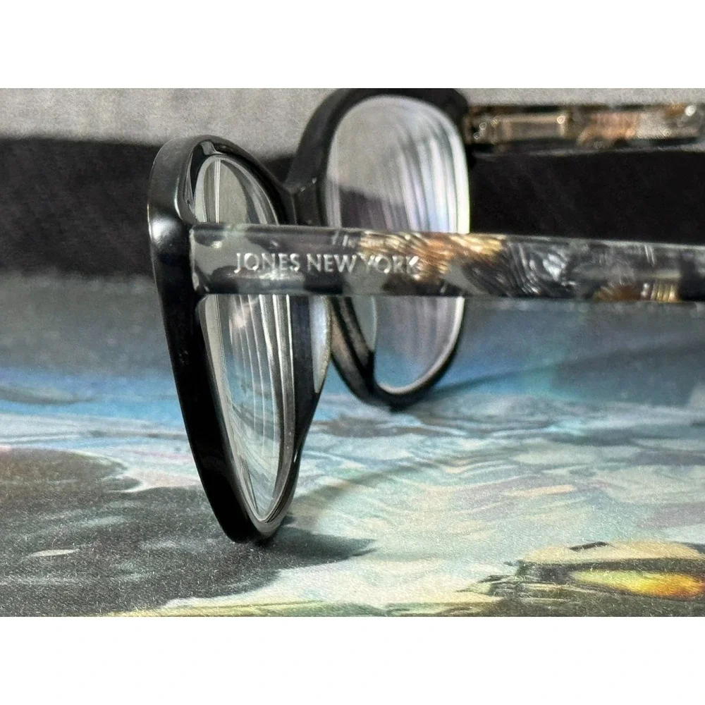 Jones New York J774 Women's Black Cat Eye Full Rim Eyeglasses Frame 57-18-145